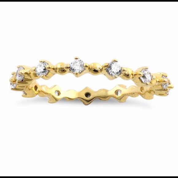 Gold Ring 💍 Plated Sterling Silver Thin Ring - Picture 3 of 6